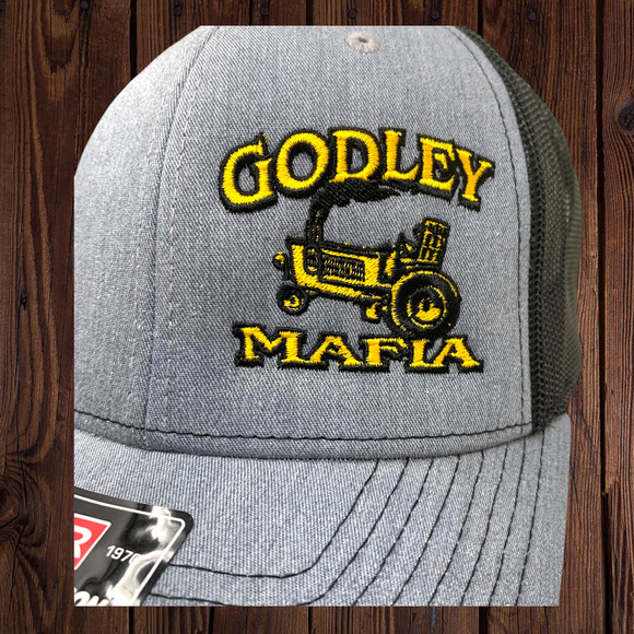 Godley Mafia Texas Tractor Embroidered Trucker Hat Cap Snapback Gray Mesh Back - Picture 3 of 7